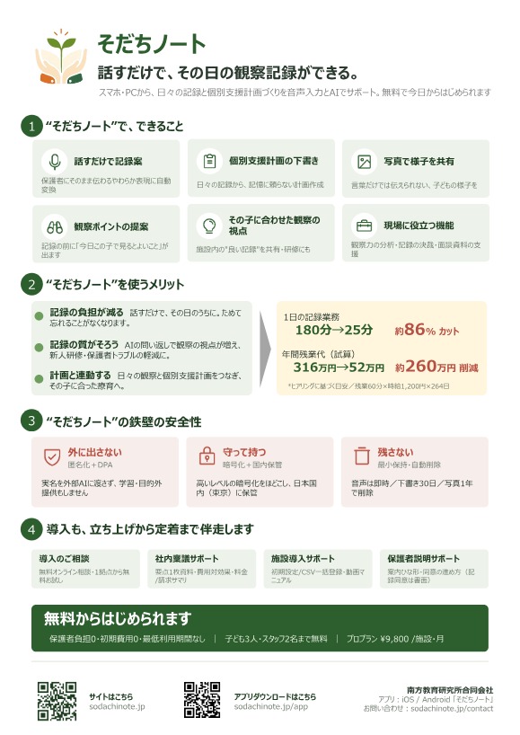 施設向けサービス概要資料の表紙